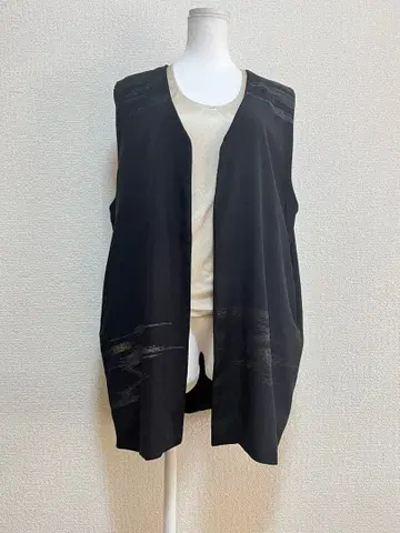 기모노 리메이크 (벌룬 타입 베스트) 블랙 겉옷 순수 실크