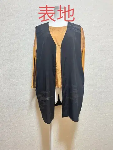 기모노 리메이크 (벌룬 타입 베스트) 블랙 겉옷 순수 실크