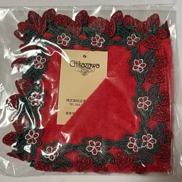 치카자와 레이스 손수건 봄딸기 레드 한정판