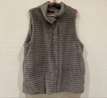 그레이 플리스 스트라이프 베스트