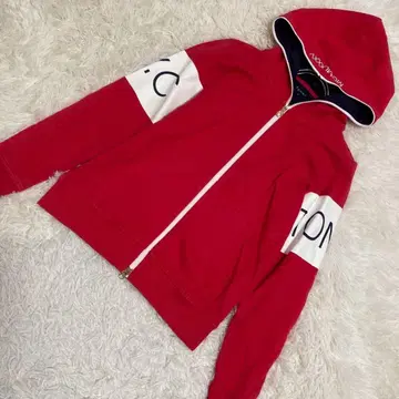 TOMMY 레드 로고 후드티 S 사이즈 지퍼 캐주얼 겉옷