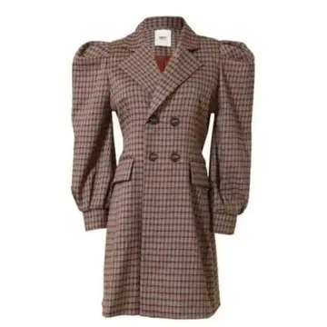 bibiy 퍼프 슬리브 자켓 트렌치코트 체크 M