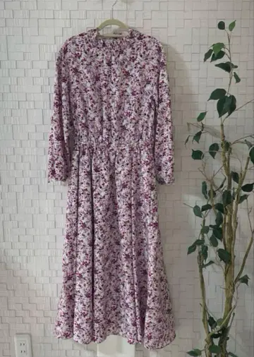 쿠미쿄쿠 꽃무늬 긴팔(8분 길이) 원피스