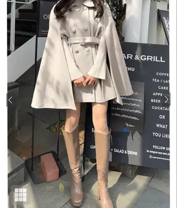 GRL 벨트 포함 케이프 코트 [ ze762 ] 아이보리 프리 사이즈