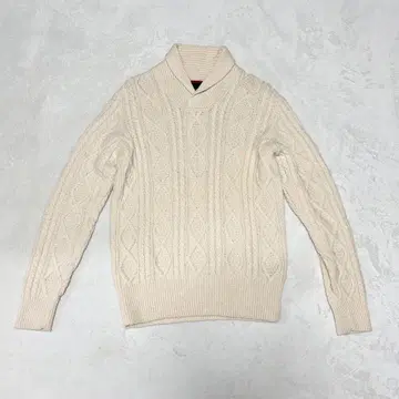 타미힐피거 울 100% 숄카라 케이블 니트 M