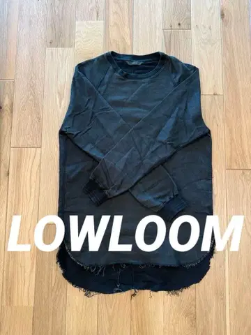 LOWLOOM 블랙 긴팔 티셔츠 프린지 헴