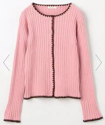 EREAK S STORE 배색 스티치 컴팩트 가디건 핑크