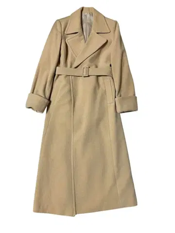 베이지 롱 코트 ZAZIE M 사이즈 울 80%