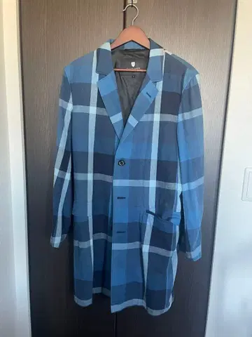 블랙 라벨 코튼 체스터 코트 블루 체크 M