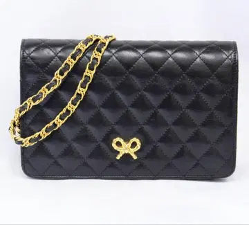 키미지마 블랙 퀼팅 파티 백 골드 체인