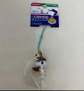 스누피 야쿠르트 스왈로스 콜라보 스트랩 키링 야구 끈 레어