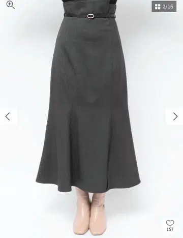 [라그나문] 바이컬러 벨트 스커트 (차콜 그레이 S)