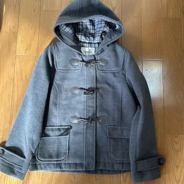 그레이 더플 코트 후드 부착