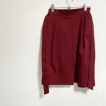 A272 로페/스커트/S/허리 리본/선명한/플리츠