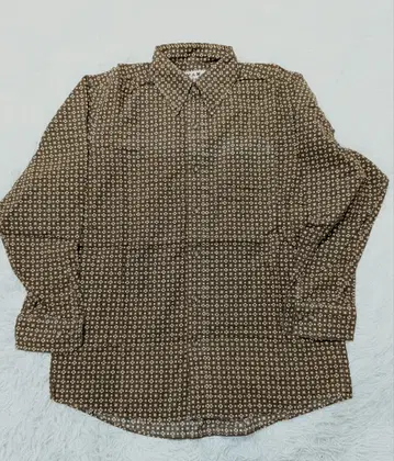 밴 재킷 버튼 다운 긴팔 플란넬 셔츠 브라운 패턴 L