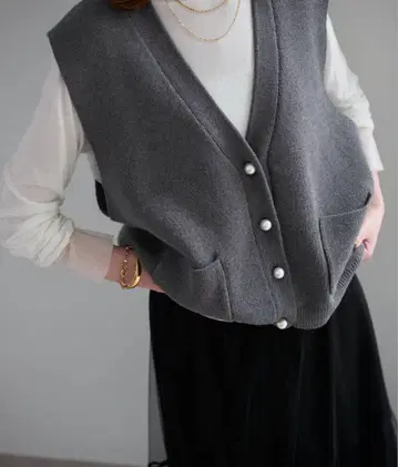 [ 미사용 새상품 ] SLOBE IENA 펄 니트 베스트 그레이