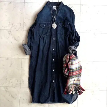 새상품급 리드롱 워크 드레스 데님 롱 긴팔 맥시 원피스 L