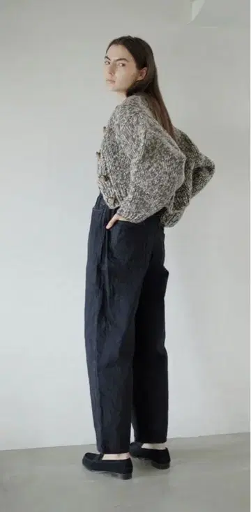 shishikui 다크 데님 오버롤