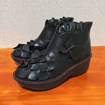 미사용품 미라이알키 통굽 슬립온 22.5cm 3E 블랙