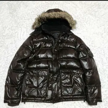 00s 다운 자켓 퍼 블랙 M 광택 헤이세이 시크 스타일 유니클로