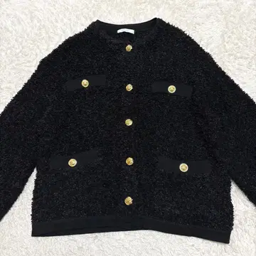 FENNEL 페넬 골드 버튼 트위드 니트 가디건