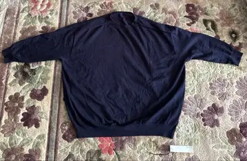 미사용품 린넨as it is 크루넥 7부 소매 니트 네이비 면100%