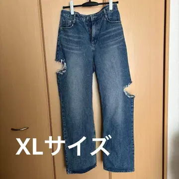 밈 셀렉 컷 아웃 사이드 슬릿 롱 데님 팬츠 XL 사이즈