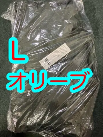 유니클로 U 퍼프 테크 숏 블루종 올리브 L