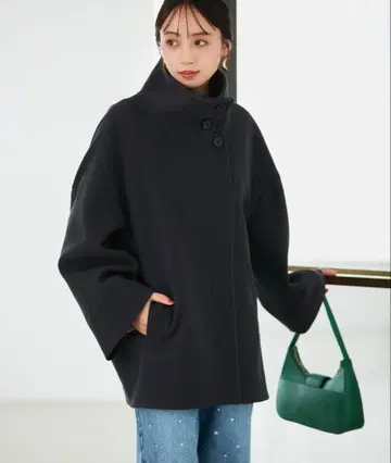 VIS 스탠드 카라 저리 멜톤 미들 기장 코트 [정전기 방지]