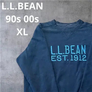 90s 00s L.L.Bean 빅 로고 자수 앞 V 네이비 맨투맨