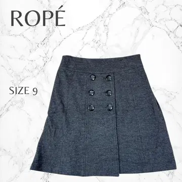 로페 일본제 울 고급 버튼 디자인 사이드 지퍼 미니 스커트 M