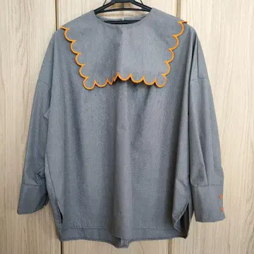 린카블 그레이 스캘럽 칼라 긴팔 셔츠