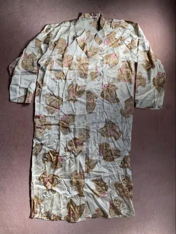 테디베어 패턴 실크 100% 파자마 로브 스타일