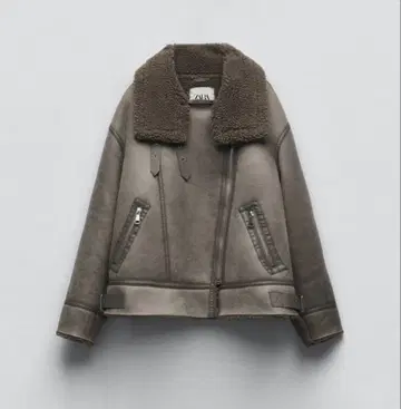 ZARA 무스탕 코트 그레이 M 거의 미사용