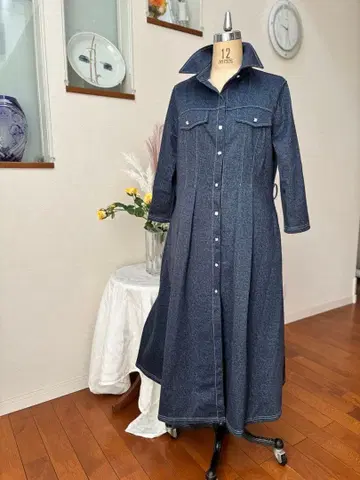 다크 블루 긴팔 셔츠 원피스