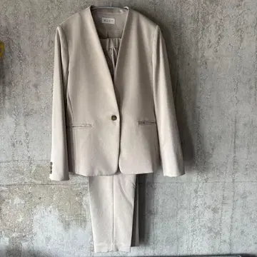 PLST 베이지 노카라 팬츠 셋업