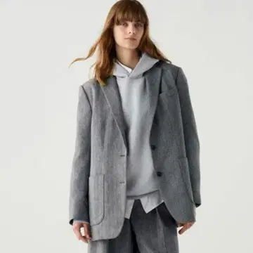 UNIQLO C 헤링본 테일러드 자켓 오버 사이즈