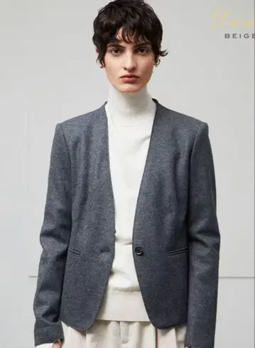 새상품급 BEIGE CORBY 그레이 노카라 울 자켓