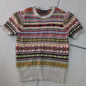 랄프 로렌 여성용 페어아일 스웨터 반팔 니트