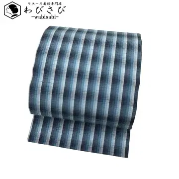 나고야 오비  세로 줄무늬 파란색 그라데이션 O-4315