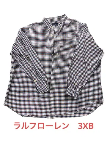 [빅 사이즈] 랄프 로렌 체크 무늬 긴팔 셔츠 면 100% 3XB