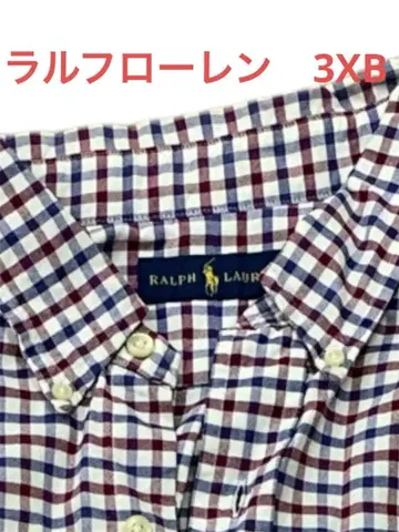 [빅 사이즈] 랄프 로렌 체크 무늬 긴팔 셔츠 면 100% 3XB