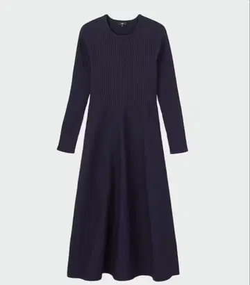 PLST 홀가먼트 니트 플레어 원피스 (긴팔)