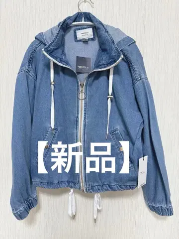 후드 부착 데님 자켓 라이트 블루