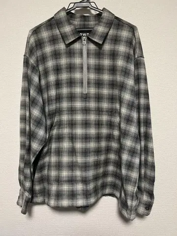 PWA 푸와 옴브레 체크 셔츠 하프 지퍼 즉시 완판