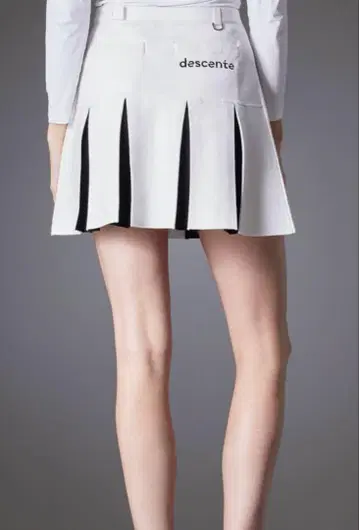 descente 니트 플리츠 스커트 화이트/블랙