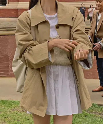 코튼 오버핏 트렌치코트