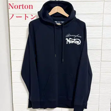 Norton(노턴) 블랙 후드티 빅 로고 자수