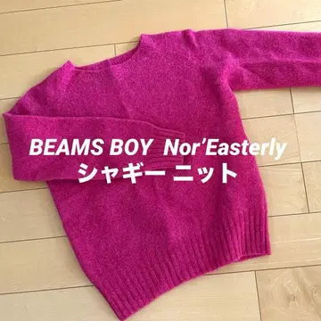 BEAMS BOY 핑크 니트 스웨터 Nor'Easterly 크루