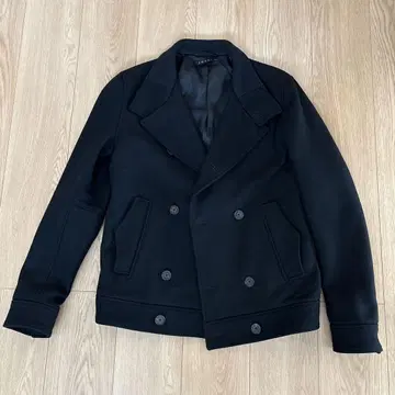 띠어리 남성용 S 버진 울&캐시미어 혼방 피코트 블랙